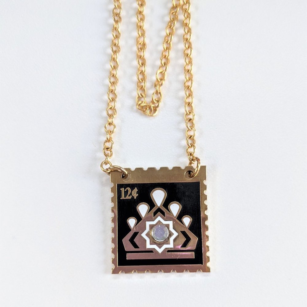 Juler's Row Gold Vermeil Over SS Stamp Necklace